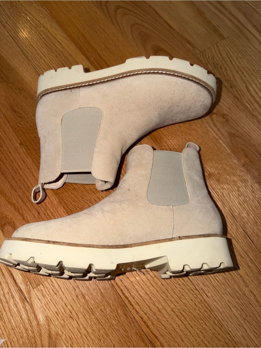 Cream Suede Chelsea Ankle Boots - Women